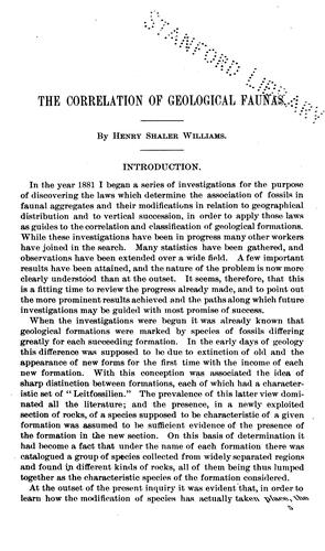 Cover for The correlation of geological faunas.