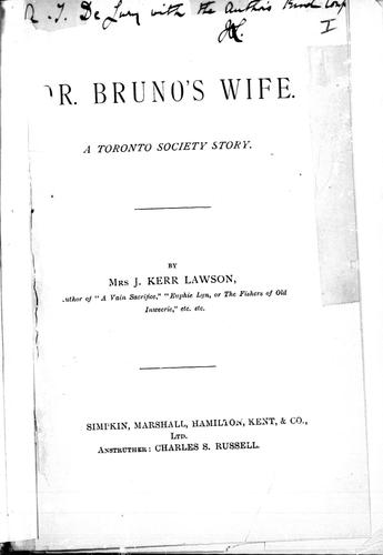 Cover for Dr. Bruno's wife