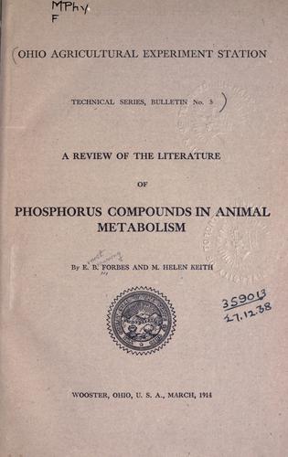Cover for A review of the literature of phosphorus compounds in animal metabolism