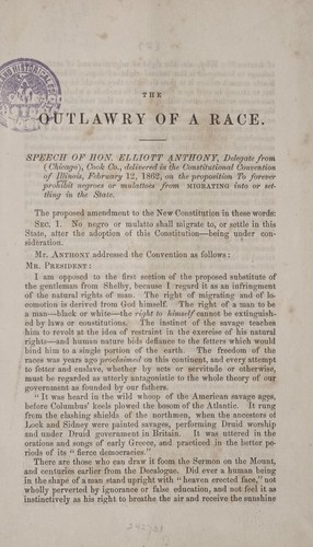 Cover for The outlawry of a race