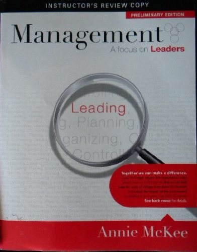 Cover for Management, A Focus On Leaders, Preliminary Edition, Instructor Copy