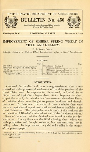 Cover for Improvement of ghirka spring wheat in yield and quality