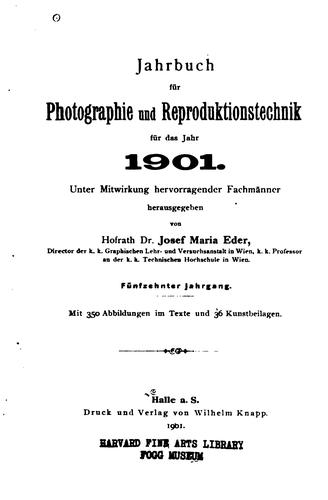 Cover for Jahrbuch für Photographie und Reproduktionstechnik für das Jahr...