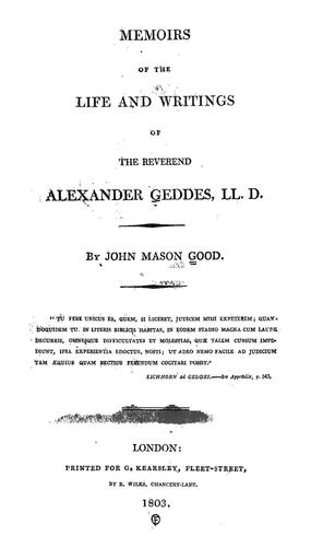 Cover for Memoirs of the life and writings of the Reverend Alexander Geddes, LL.D.