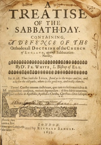 Cover for A treatise of the Sabbath-day
