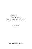 Cover for Essays toward realistic syntax
