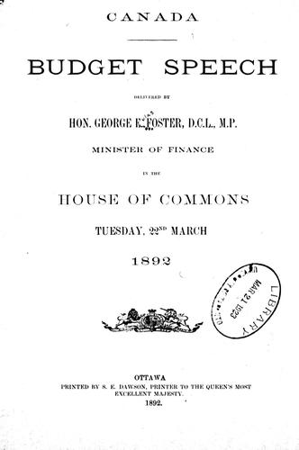 Cover for Budget speech