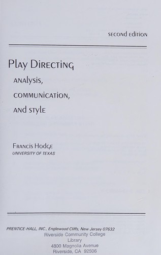 Cover for Playdirecting