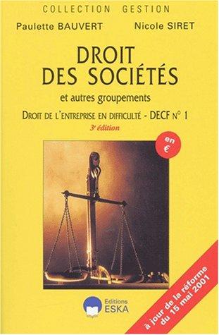 Cover for Droit des societes decf 1