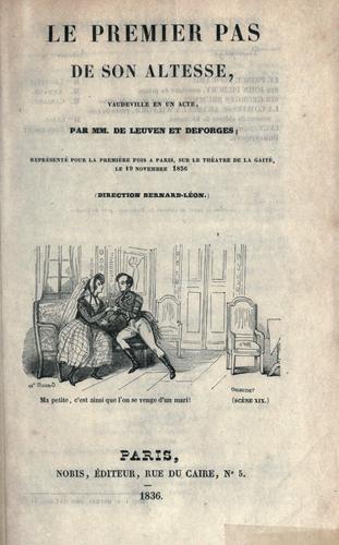 Cover for Le premier pas de son altesse