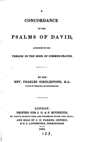 Cover for A Concordance to the Psalms of David: According to the Version in the Book of Common-Prayer