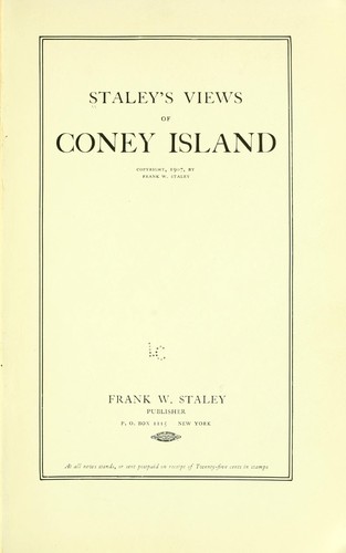 Cover for Staley's views of Coney Island...