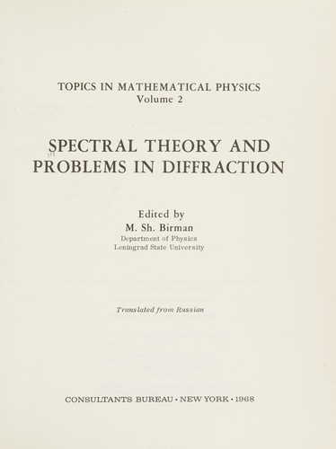 Cover for Spectral theory and problems in diffraction.
