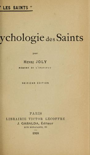 Cover for Psychologie des saints