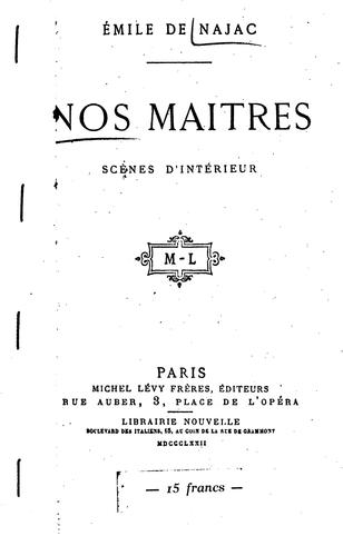 Cover for Nos maîtres: scènes d'intérieur