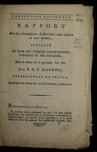 Cover for Rapport sur les re compenses a   distribuer aux savans et aux artistes