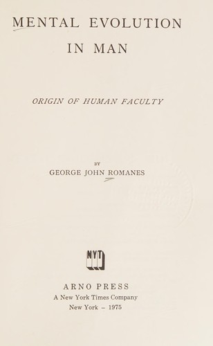 Cover for Mental evolution in man