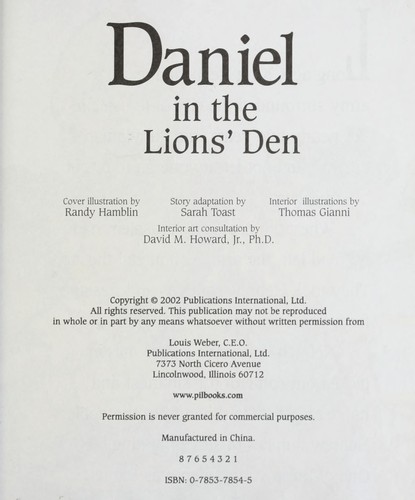 Cover for Daniel in the lions' den