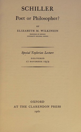 Cover for Schiller, poet or philosopher?