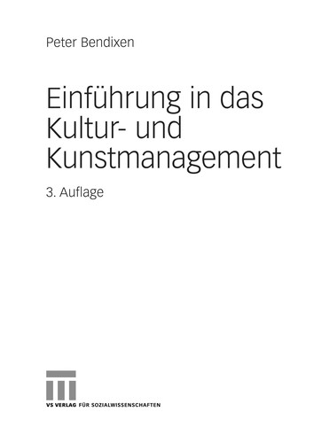 Cover for Einführung in das Kultur- und Kunstmanagement