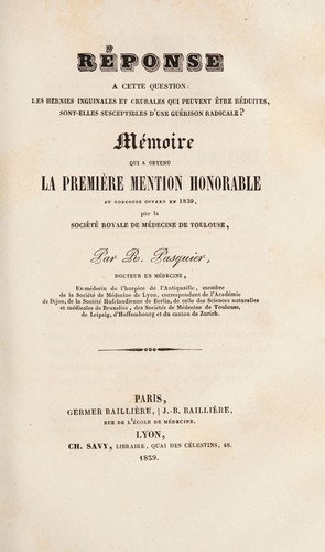 Cover for Réponse a cette question