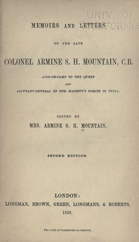 Cover for Memoirs and letters of the late Colonel Armine S.H. Mountain, C. B.