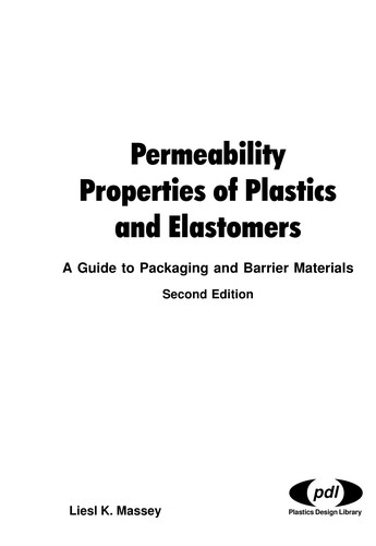 Cover for Permeability properties of plastics and elastomers