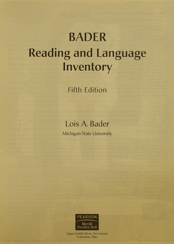 Cover for Reading and Language Inventory