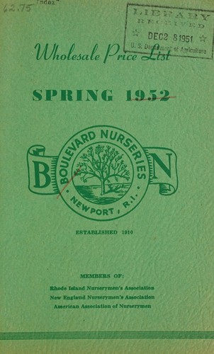 Cover for Wholesale price list, spring 1952