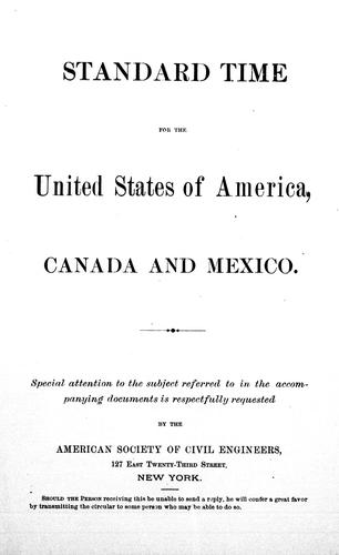 Cover for Standard time for the United States of America, Canada and Mexico