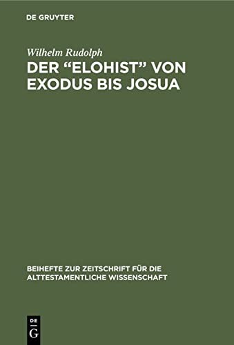 Cover for Elohist Von Exodus Bis Josua