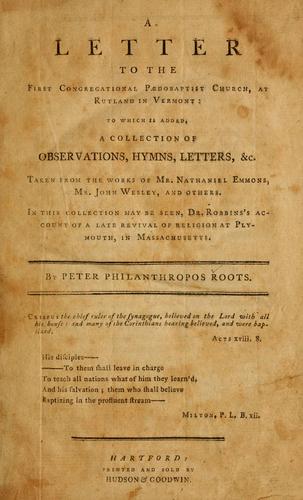Cover for A letter to the First Congregational Paedobaptist Church, at Rutland in Vermont