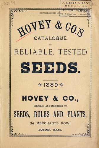 Cover for Hovey & Co.'s catalogue of reliable, tested seeds