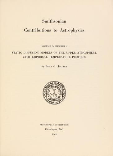 Cover for Static diffusion models of the upper atmosphere with empirical temperature profiles.