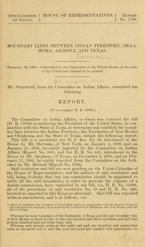 Cover for Boundary lines between Indian Territory