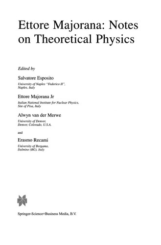 Cover for Ettore Majorana: Notes on Theoretical Physics
