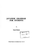 Cover for Javanese Grammar For Students (Monash Papers on Southeast Asia)