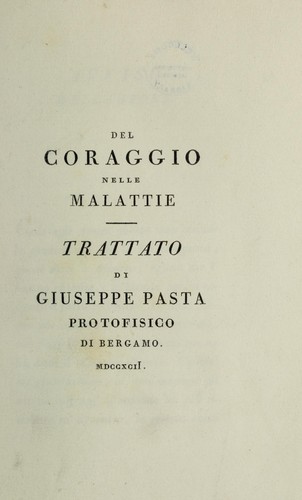 Cover for Del coraggio nelle malattie