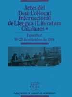 Cover for Actes del Desè Col·loqui Internacional de Llengua i Literatura Catalanes, vol. 1. Frankfurt, 1994