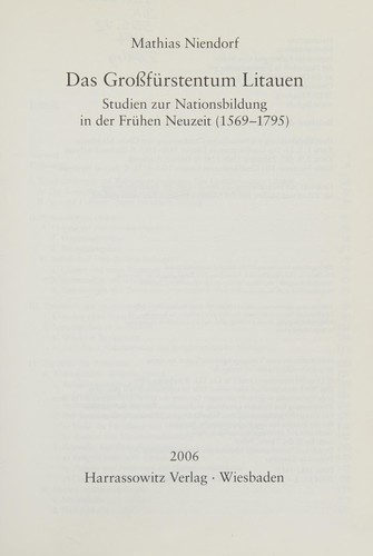 Cover for Das Grossfürstentum Litauen