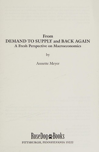 Cover for From demand to supply and back again