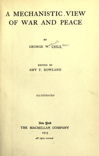 Cover for A mechanistic view of war and peace