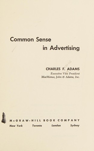 Cover for Common sense in advertising