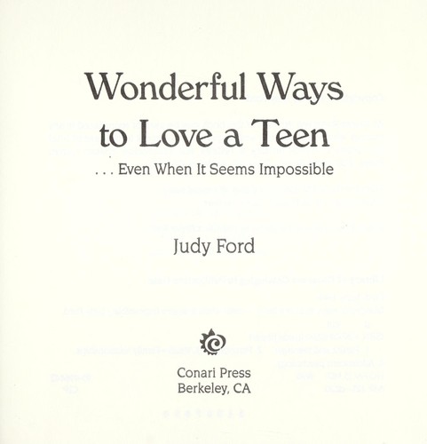 Cover for Wonderful Ways to Love a Teen