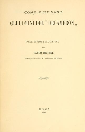 Cover for Come vestivano gli uomini del "Decameron"