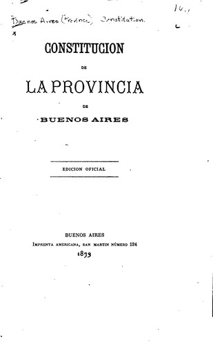 Cover for Constitución de la provincia de Buenos Aires
