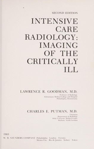 Cover for Intensive care radiology