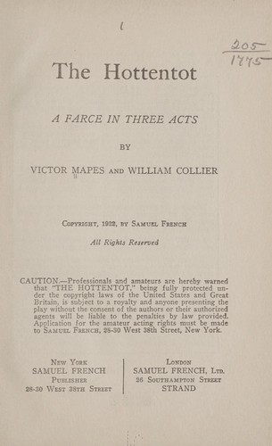 Cover for The Hottentot