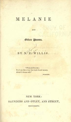 Cover for Melanie and other poems