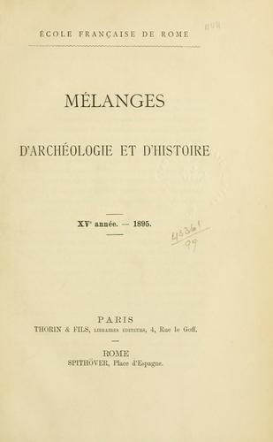 Cover for Mélanges d'archéologie et d'histoire.